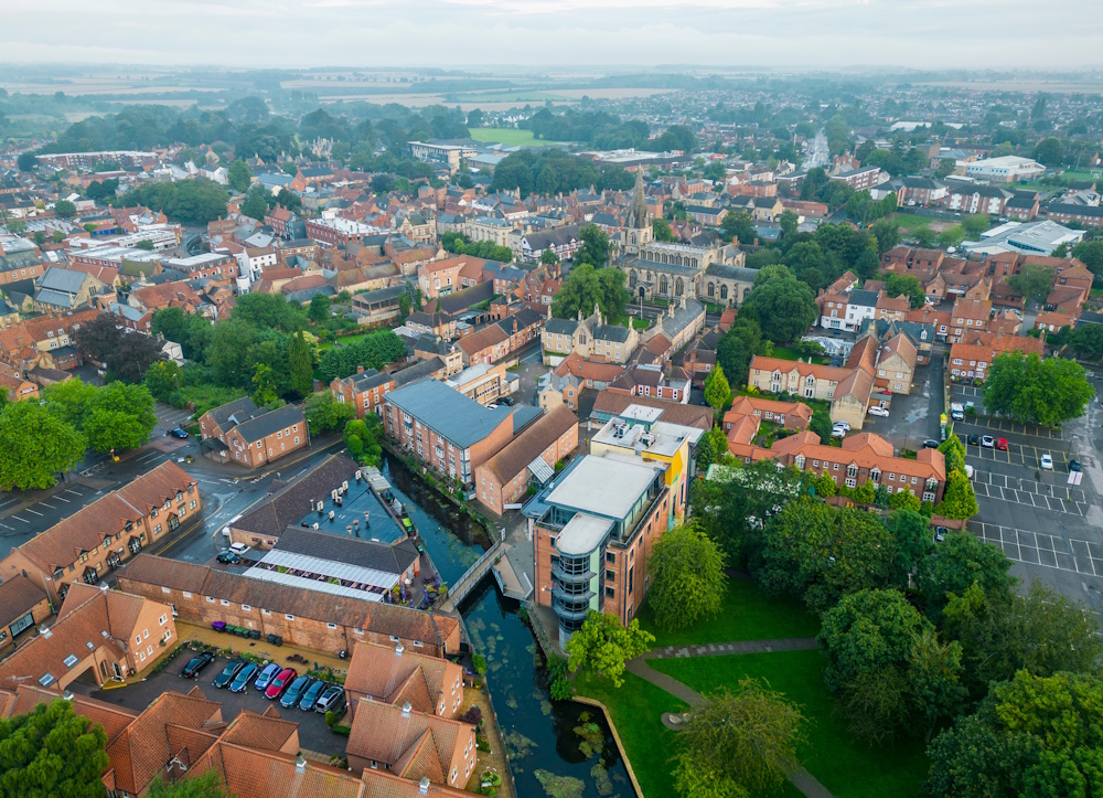 An aerial image of Sleaford
